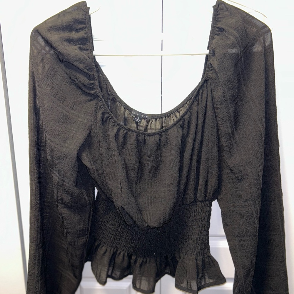 Elegant Black Women's Peplum Top Haute Monde size Large